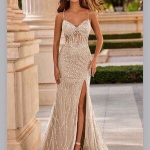 Elegant Cream Evening Gown